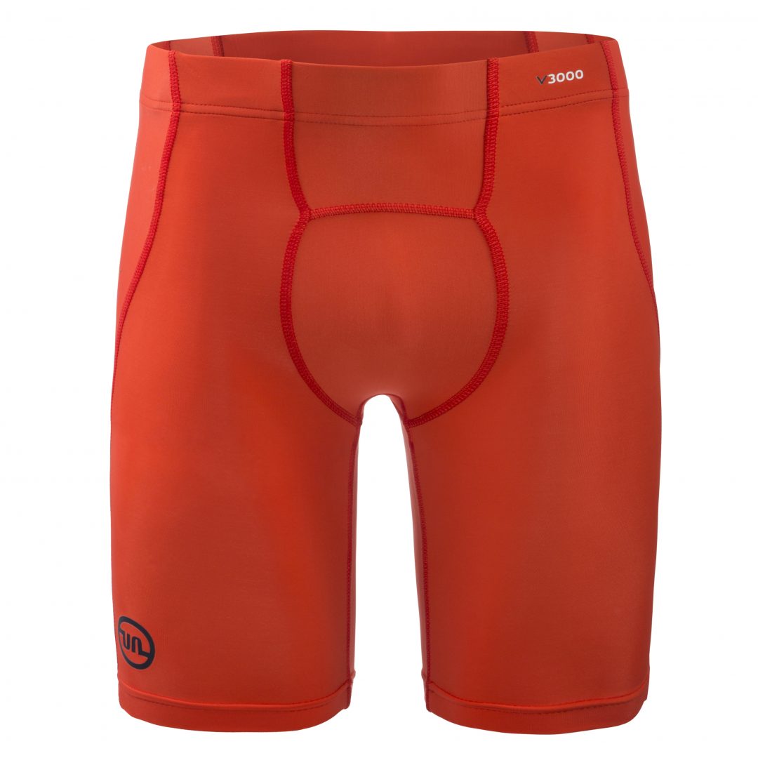 mens orange compression shorts